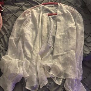 JustFab White Sheer Blouse